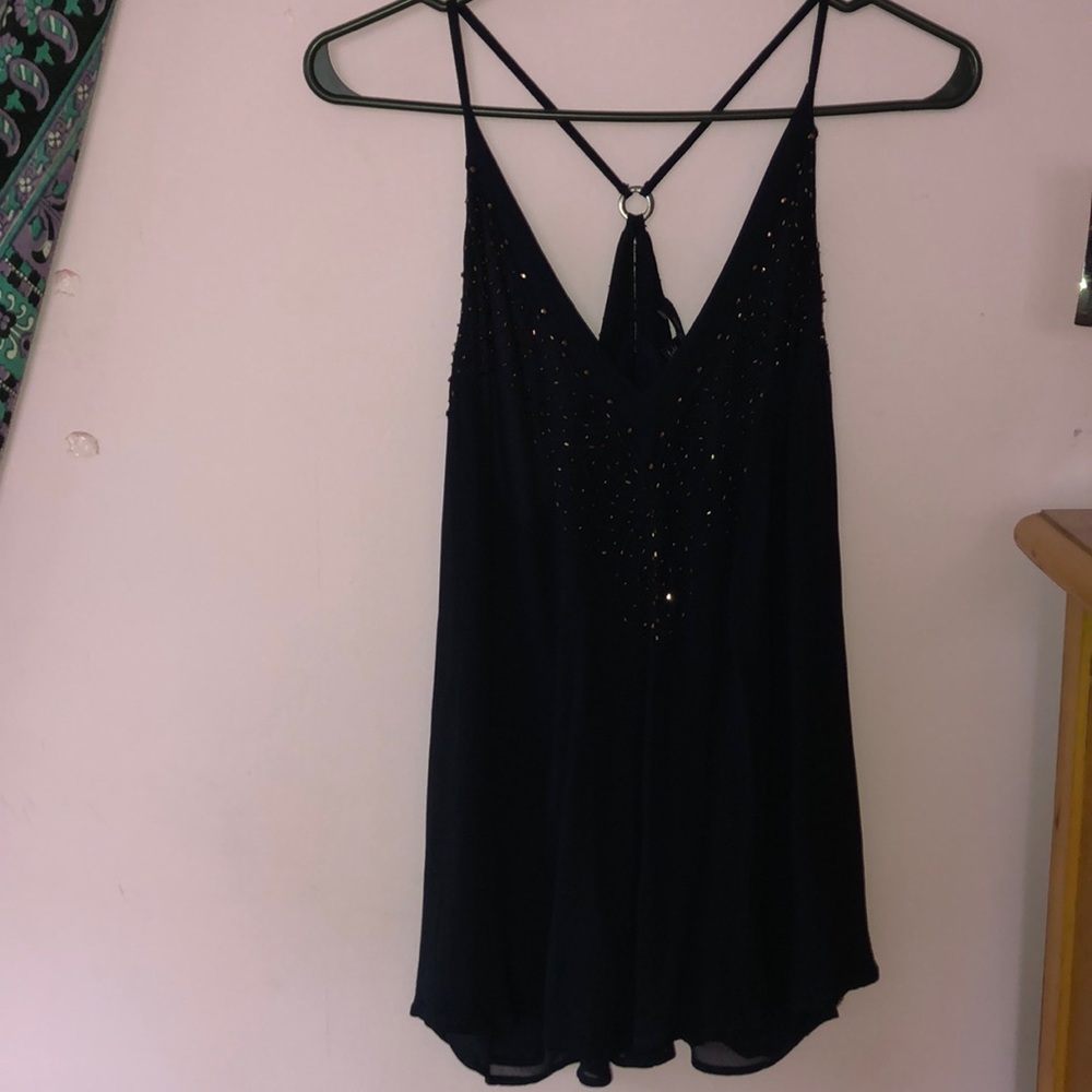 Navy fancy tank top